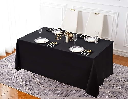 Surmente 10 Pack Black Tablecloth 90 x 156-inch Rectangular Polyester Table Cloth for Weddings, Banquets, or Restaurants - color: Black, size: 90x156 in, 10 Pack