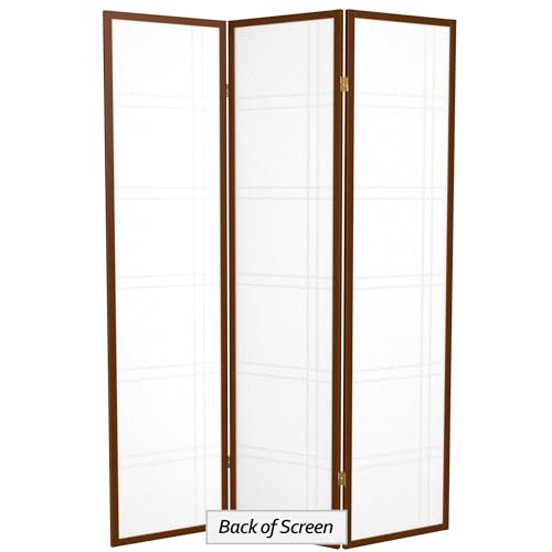 Red Lantern 6 ft. Tall Double Cross Shoji Screen - Walnut - 3 Panels - color: Walnut, size: 3 Panel