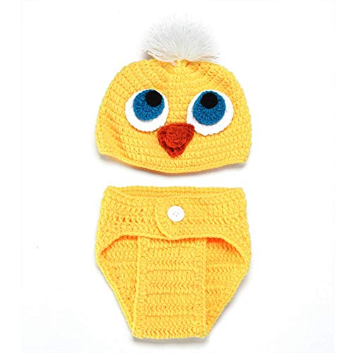 Newborn Photography Props 3 Sets Infant Handmade Costume Cap Shoes Cute Yellow Chick Knitted Crochet Outfits Clothes Hat Dress for Baby Shower