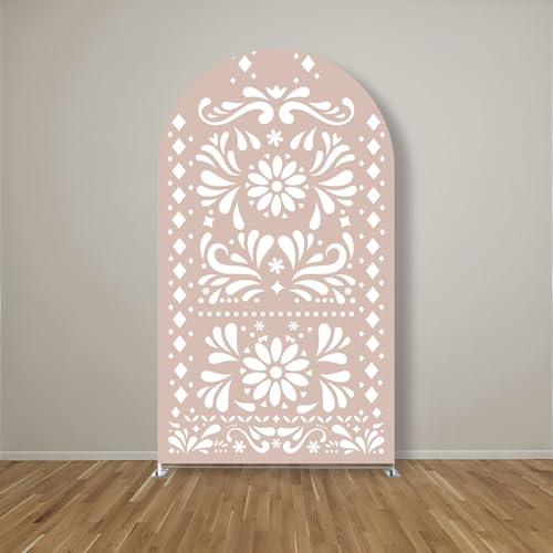 Beige Cielito Lindo Arch Backdrop Cover Mexican Theme Fiesta Wedding Birthday Party Decorations Arch Spandex Covers Baptismx Baby Shower Parties (4x7.2ft,G-3738) - color: G-3738, size: 4x7.2ft