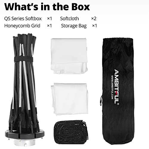 AMBITFUL 90 cm / 35.4 inch Bowens Mount Octagon Umbrella Softbox Quick Installation Softbox + Honeycomb Grid for Studio Strobe Outdoor Photography - size: 90cm/35.4inch QS90