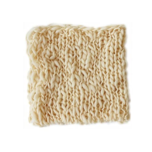 Coberllus Newborn Baby Photography Props Blanket Handmade Knitted Twist Wrap Posing Aid Backdrops for Boy Girls Photography Shoot - color: Beige