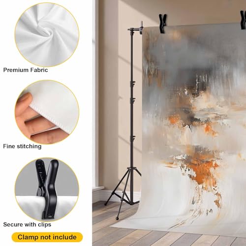 Abstract Oil Painting Backdrop for Photography, Beige Grey Gradient Watercolor Modern Art Photo Backdrop Portrait Background Party Banner Photo Backgrounds for Studio Booth Props, 10x8ft - color: Black Orange Gray, size: 10x8FT