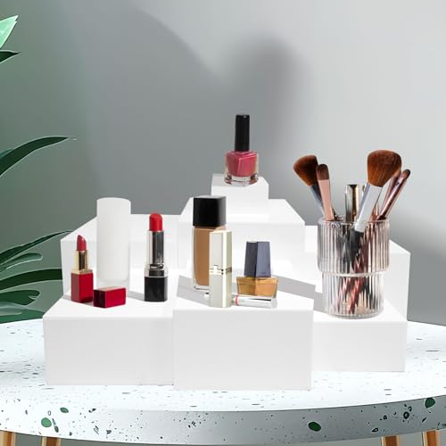 8 Pack Acrylic Risers for Display - Decorative Display Risers - White Acrylic Cubes with Hollow Bottoms