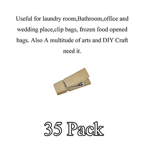 HAHIYO Wooden Clothes Pins Clothespins Small Do NOT Fall Apart 1.38x0.47 inches Length 35 Pack Sturdy Strong Springs No Rust No Discoloration for Laundry Bathroom DIY Craft Photos Food Opened Bags - size: Natural Wood 1.38x0.47 inches 35 Pack