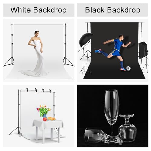 UTEBIT Black White Backdrop Screen 6.5x10ft High Density Polyester Fabric Pure Black and White Photo Backdrop Curtain Screen with 4 Spring Clamps for Photography Photoshoot Portrait Party Video Studio - size: 6.5*10ft