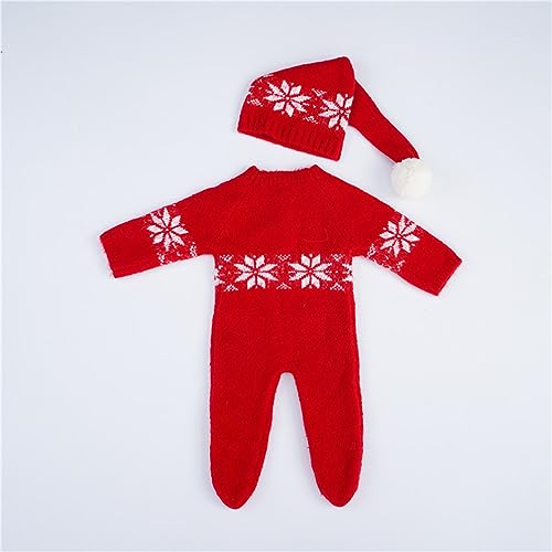Christmas Newborn Baby Photo Shoot Props Outfits Crochet Clothes Santa Claus Red Hat Pants Photography Props - color: Red C