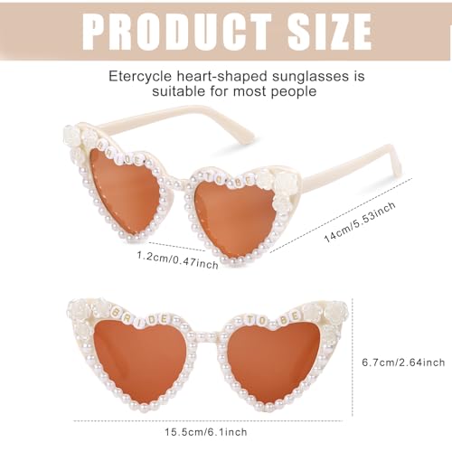 Etercycle Bride Heart Sunglasses, Bachelorette Party Wedding Sunglasses, Bride to Be Gifts Vintage Flower Pearl Heart Glasses Bachelorette Party Accessories - color: Teal Flower