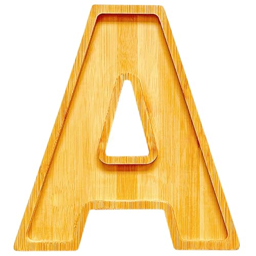 11" Wooden Letter A Platter Tray for Party Charcuterie Board Letters Serving Trays for Food Fruit Cupcake Reusable Fillable Dishes Plates for Birthday Anniversary Wedding Party Baby Shower Supplies - color: Letter a