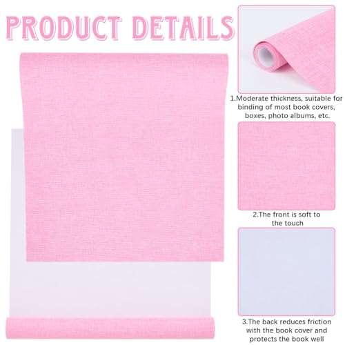 CRASPIRE 51 x 11.8 Linen Book Cloth Pearl Pink for Book Binding A4-A8 Fabric Surface Paper Backed Bookcover Album Scrapbooking Archival DIY Covering Protector Bookcloth Bookbinding Supplies - color: Pearl Pink Linen 51 X 11.8"