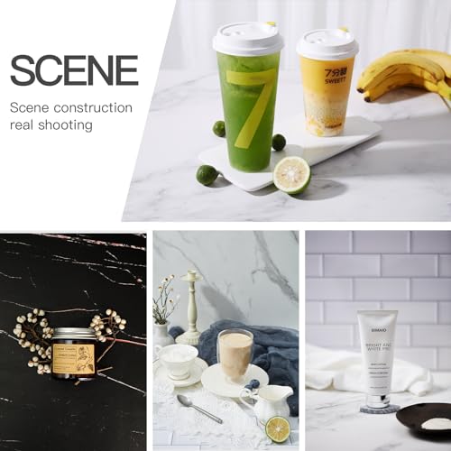 2-Sided 2 PCS Photo Backdrop Boards, Subway Tile Flat Lay Food Photography Background Board, Durable Waterproof Product Food Photography, 24x24 Inch, BEIYANG - color: Double-Sided Marble Cement 24x24