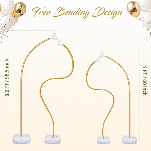 Balloon Arch Kit with Balloon Pump Electric, 8.2FT & 5FT Half Arch Free Bending Gold Balloon Stand Kit, Floor Column Backdrop Frame Balloons Stands for Wedding Baby Shower Birthday Party Decor - size: 8.2FT & 5FT