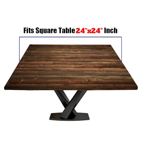 Square Tablecloth with Elastic Edge Washable Wooden Texture Background from Painted Wood Retro Table Covers for Indoor Outdoor Kitchen Party, Fitted for 24"x24" Square Table, Style 172 - color: Wooden Texture 18, size: 24" x 24" (Square)