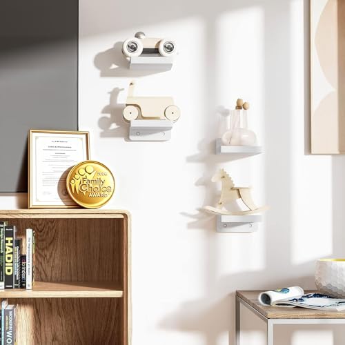 SRIWATANA Small Floating Shelves Wall Mounted, Wood Shelf for Decoration and Storage Set of 4, Mini Display Shelf for Bedroom, Bathroom, Kitchen, Office (White, 4 inch) - color: White, size: 4 inch