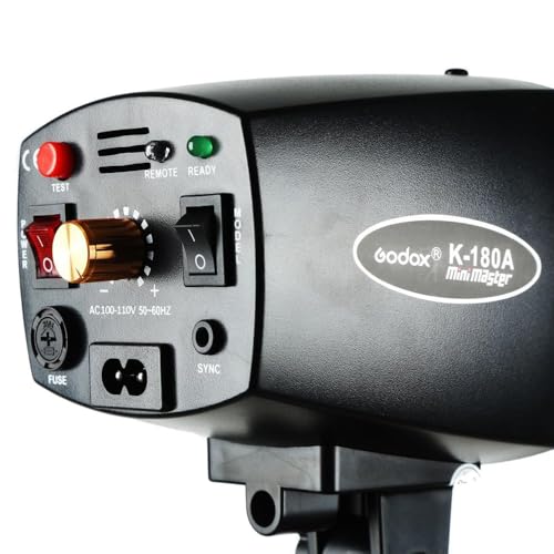 Godox K180A Studio Flash Strobe Light for Phototgraphy, 180W Compact Monolight Photoshoot Daylight Strobe Lighting, GN 45, 75W Modeling Lamp, Recycle Time 0.5-3s, for Beginner Home Studio, AC 110V