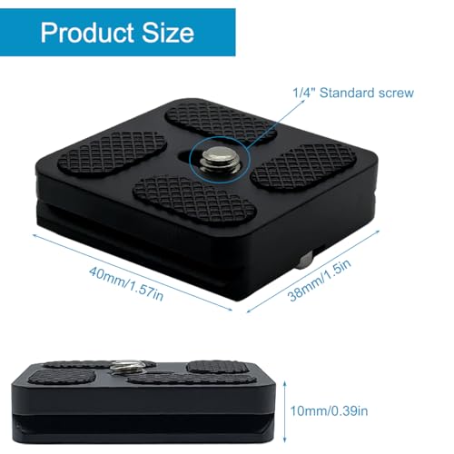 PU-40 40mm Universal Quick Release Plate with 1/4" Screw, Arca-Swiss Compatible Slide-in QR Plate for DSLR Camera, Mini Tripod & Ball Head - size: 40 Mm*38 Mm