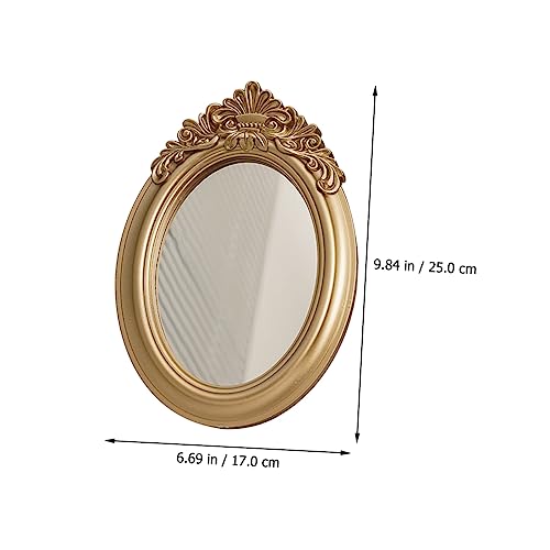 1Pc Vintage Mirror Props for Photography Golden Tray Decor for Weddings Home and Office Retro Decorative Mirror for Elegant Display and Events