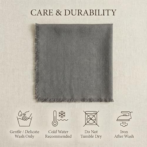 ACCENTHOME Grey Cotton Linen Napkin Set of 12 18x18 inch Dinner Napkins - Washable Soft Premium Hotel Quality Reusable Hemmed Edges Napkins Perfect Table Linens for Family Dinners, Weddings - color: 11 - Grey, size: 18"x18" - Pack of 12