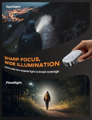 Zewdov 500LM Ultra Bright Mini Clip-on Flashlight Rechargeable, 10 Modes Hands-Free Pocket EDC Flashlights, Waterproof Small Keychain Flashlight, Running Lights for Runners/Emergency/Work/Walking