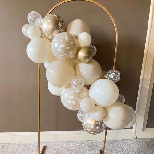 Jobkoo Snowflake Balloons Winter Wonderland Beige Gold Cream White Sand Balloons Neutral Boho Winter Balloon Set for Ice Onderland Snow Holiday Birthday Christmas Baby Bridal Shower Party Decorations - color: Beige Gold