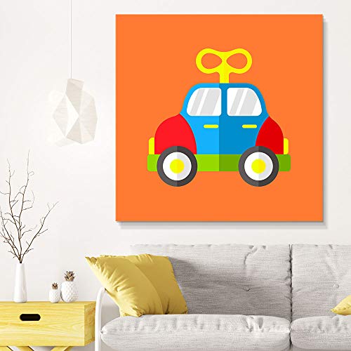 wall26 - Square Canvas Wall Art - Toy Car - Kid's Room/Nursery Wall Art Vibrant Color & Ready to Hang - 12x12 inches - color: Artwork - 05, size: 12"L x 12"W