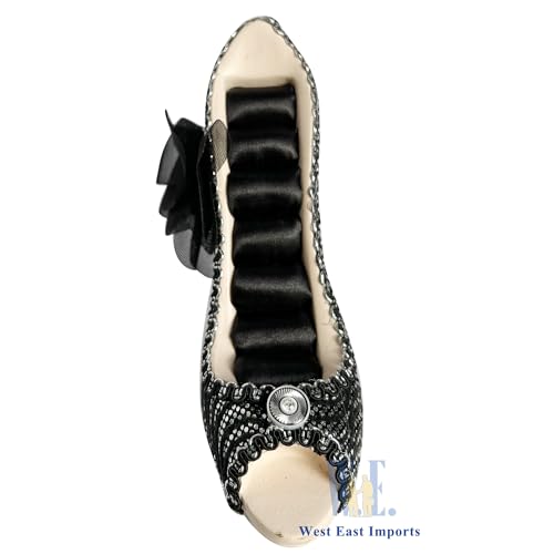 Ring Holder High Heel Shoe Design Fashion Jewelry Organizer Display Birtyday Gift (Black/sil) - color: Black/sil