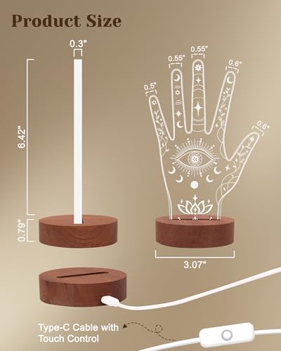 Attivolife Evil Eye LED Ring Holder Stand - Hand-Shaped Acrylic Jewelry Organizer Rack Bracelet & Ring Display for Women Friends Bestie