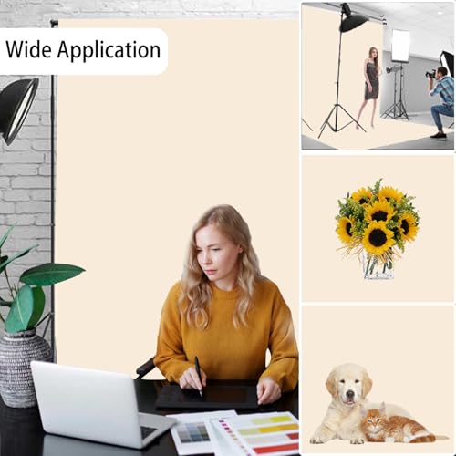 Cream Photography Backdrop for Photoshoot, Photo Backdrop Curtain, Perfect Cream Backdrops for Party Portrait Photoshoots Video Studio 8FTx10FT - color: Cream, size: 8x10 FT
