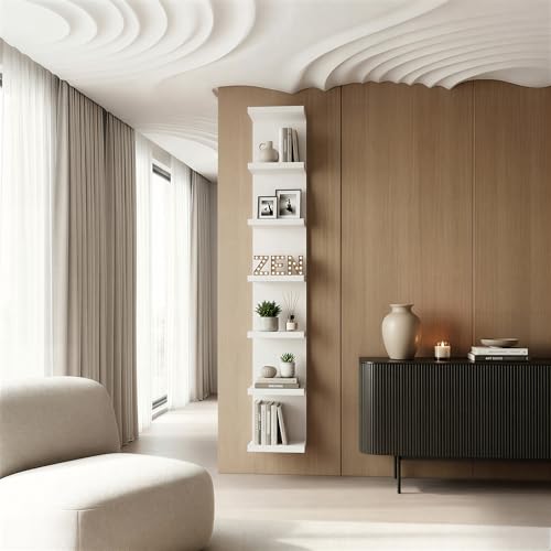 7 Tier Wall Shelf Unit & Lack Shelf, Versatile Floating Shelves for Wall, Bedroom Book Shelf, Vanity Display Shelves, Tall Decorative Shelving Unit, Long Shelves for Storage White - style: 7 tier wall shelf -White