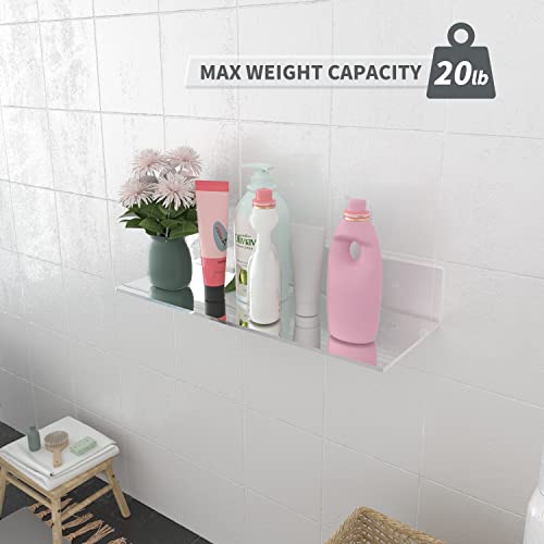 Sezanrpt 17 Inches Acrylic Shelves, Wall Mounted Shelves for Bedroom, Wall Display Shelves for Collectibles, Funko Pop, Speaker, Plants, 2 Pack - color: Clear, size: 17 Inch