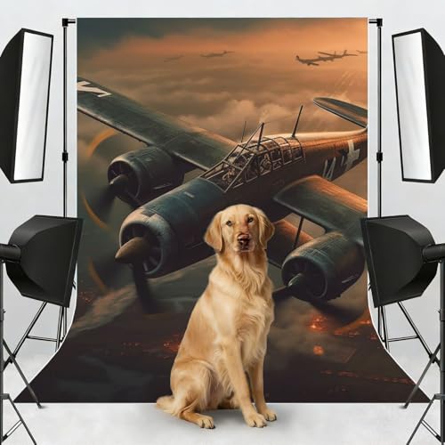 World War Aircraft Backdrop Background for Photography 5x7ft Photobooth Professional Photo Backdrop Curtains Video Photography Studio Photo Backgrounds Banner Booth Background Screen Parties - color: World War Aircraft