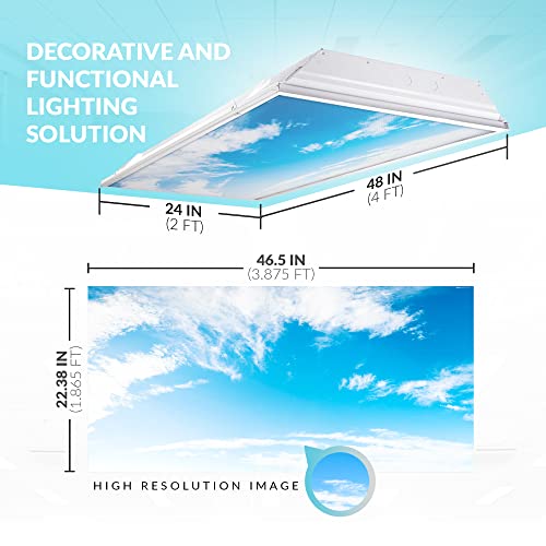 OCTO LIGHTS Fluorescent Light Covers Cloud Sky Panel for Ceiling Lights, Light Covers for Ceiling Lights Classroom 2x4 (22.38"x46.5") Backlit Film Insert for Fluorescent Light Fixtures (Pack of 1) - color: Cirrus Skyscape, size: 1pk