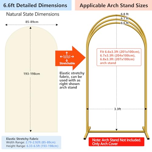 HEMMOTOP 6.6ft Beige Arch Backdrop Cover (No Arch Stand), Spandex Arch Covers Stretchy Backdrop for Balloon Arches, Wedding, Birthday Party, Baby Shower, Banquet Arch Decoratio - color: Beige, size: 6.6x3.3 Ft (Hxw)