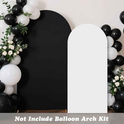 2PCS Black & White Arch Backdrop Covers for Arch Stand (7.2ft + 6ft) – Spandex Fitted Stand Covers for Weddings Baby Showers Birthday Party Supplies Decor & Photo Booths(Only Cover) - color: Black & White, size: 7.2FT/6FT