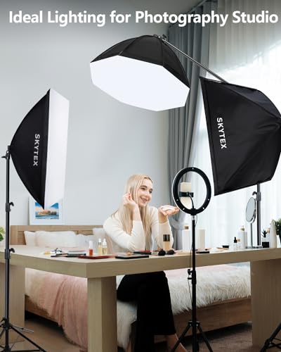 Skytex Softbox Lighting Kit 3Pack, 20x28in Soft Box | 135W 5500K E27 Bulb Continuous Photography Lighting, Photo Studio Lights Equipment for Camera Shooting, Video Recording - size: 3 softbox fixed