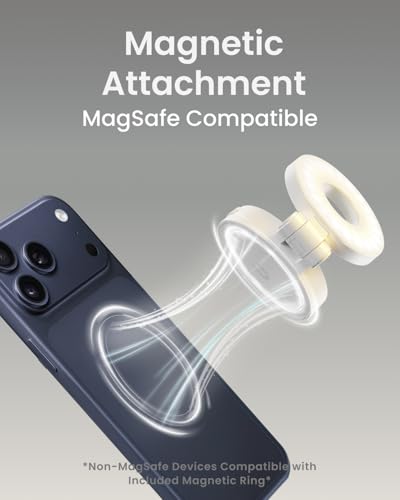 KraftGeek Magnetic Selfie Light for iPhone, Portable Phone Ring Light with Rechargeable Battery, Compact LED Phone Light for Travel, Video Recording, Vlogging - color: White