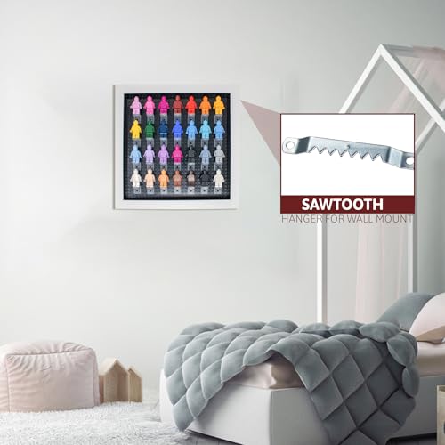 Figurine Display Case 10x10 White Shadow Box for Miniature Figures 10x10 White Wood Shadow Box with Black Base to Display Up to 28 Block Figures - color: White With Black Backing, size: 10x10