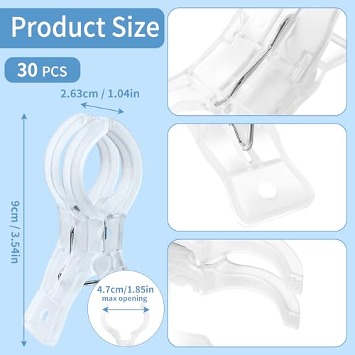 PUGPIU 30 Pack Balloon Arch Clips for Backdrop | Plastic Transparent Spring Clamps | 3.5 Inch Heavy Duty Clip for Backdrop Stand | Birthday Wedding Decoration | Photography Studio | Crafts | Clothing - color: Clear3