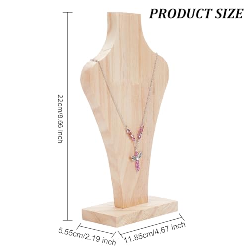 Wooden Bust Necklace Display Stands Chain Holder Jewellery Stand Mannequin for Women Hanging Pendants Chains Natural Wood Jewellery Stand Necklace Organiser Boutiques Exhibition