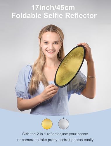 Selens 2 in 1 Foldable 17inch/45cm Light Reflecto,Collapsible Disc Photography Reflector Silver,Gold for Portable Portrait Photography and Outdoor Lighting - size: 2 in 1 17inch (Gold/Silver)