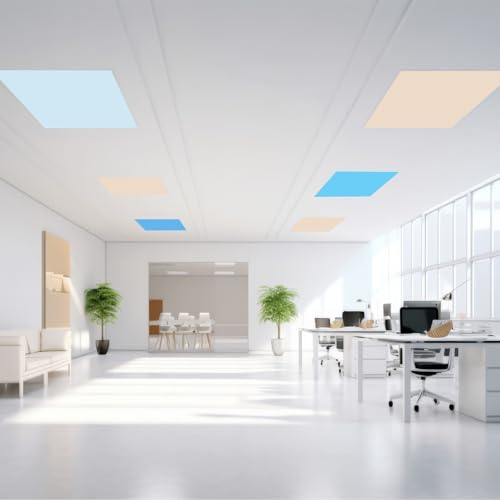 Outus 4 Pcs Fluorescent Light Cover Classroom Lighting Cover with 10 Magnets Light Filter Magnetic Ceiling Panel Decoration 2 x 4 ft (23.62 x 47.24 Inch) Reduce Glare for Office School (Blue Style) - style: Blue Style