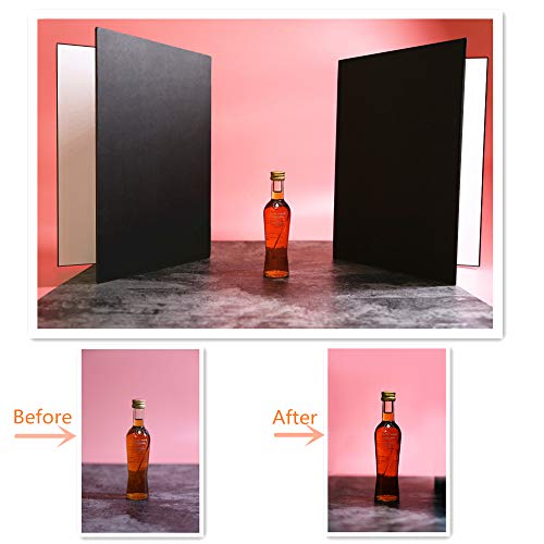 (2 Pcs) Light Reflector 3 in 1 Photography Reflector Cardboard, A4 (12x8 Inch) Size Folding Light Diffuser Board for Still Life, Product and Food Photo Shooting - Black, Silver and White, 2 Pack - size: A4