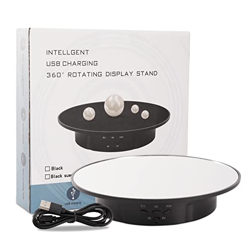 Motorized Display Stand - 7.87" Rotating Platform with Mirror Cover, USB Charging Port, 22 lbs Load Capacity, Ideal for Jewelry, 3D Model, Cake Photography