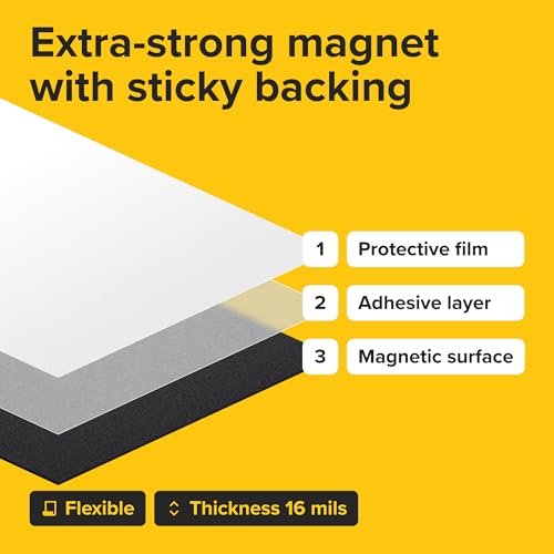 Strong Self-Stick Adhesive Magnetic Sheets 5 Pcs (4x6/10x15cm) & 5 Pcs (8"x10"/20x25cm) – Magnet Stickers, Labels, Science Education Magnets, Teacher Must Have, Office - size: 4x6" & 8x10" 16 mils