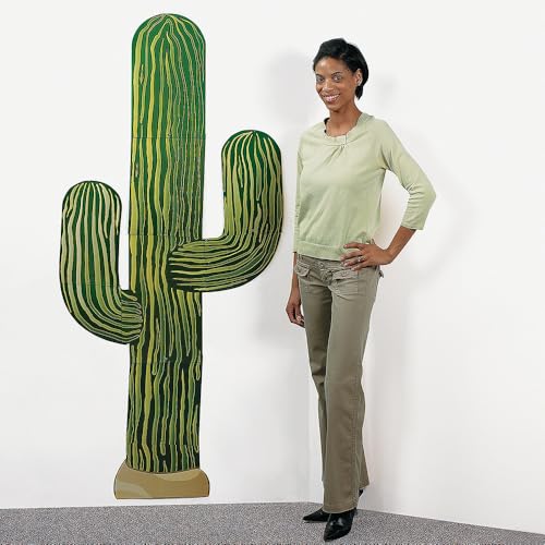 Fun Express 6 Foot Jointed Cactus Cardboard Cutout - Western Decor & Mexican Party Decorations for Fiesta, Cinco de Mayo | Desert Theme Wall Art for Home, Events & VBS