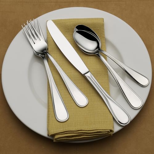 Mikasa Bravo Flatware Service for 8 with caddy, 18/10 Stainless Steel, Silverware Set with Serving Utensils and Expandable Caddy, 52 Piece - size: 52 Piece Set, style: Bravo