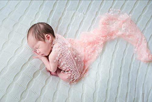 Luxury Newborn Boy Girl Baby Photography Props Wrap Lace Yarn Cloth Blanket (Light Pink) - color: Light Pink
