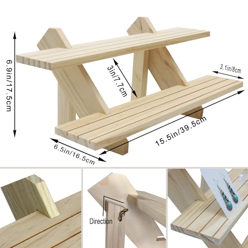 2-Tier Wood Earring Display Stand, Jewelry Towers for Market Display, Farmers Market Display & Vendor Events, Natural Wood Earring & Jewelry Display for Vendors (Wood) - color: 2 Tier Wood