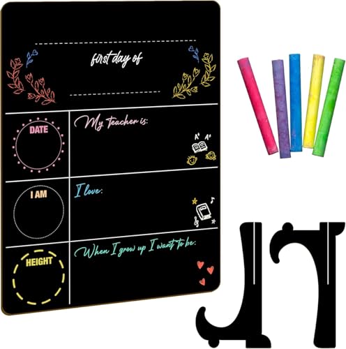 First and Last Day of School Chalkboard Sign for Kids, Reusable School Photo Prop with Chalk Surface, First Day of Kindergarten Preschool Board, Back to School Sign - color: School Chalkboard Sign