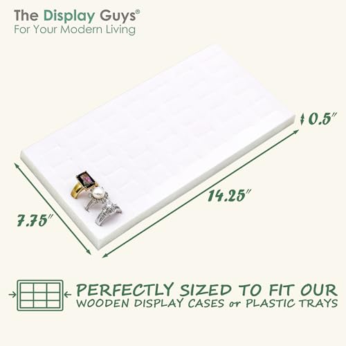 TheDisplayGuys For Your Modern Living 2-Pack 72-Ring Holders Velvet Foam Padding Jewelry Inserts - Tray/Case Liners - Retail Display, Storage (White) by The Display Guys - color: White, size: Ring Slots - 72